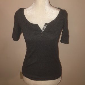 Dark Charcoal Ribbed Top
